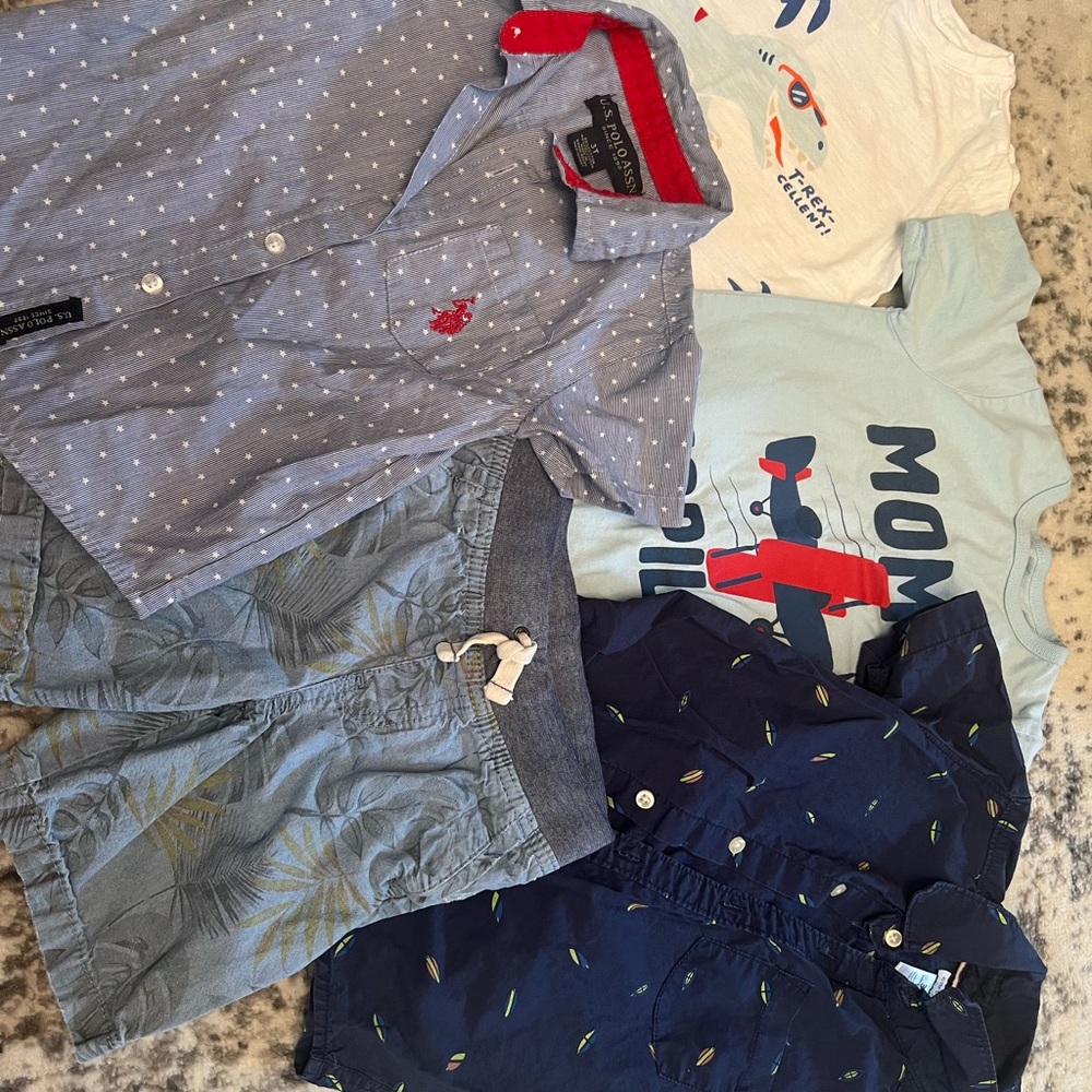 Toddler Boy 3T Summer Clothes Bundle - Polo, Collar Button Up